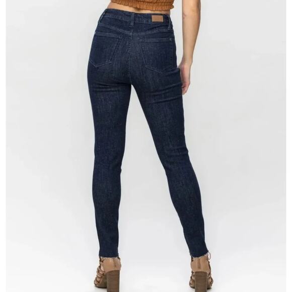 Judy Blue High Waist Tummy Control Raw Hem Skinny Denim Jeans #88703 Size 11/30 - Picture 1 of 11